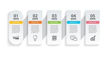 Oval infographics timeline paper with 5 data horizontal template vector