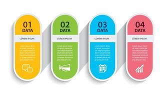 Oval infographics timeline paper with 4 data horizontal template vector