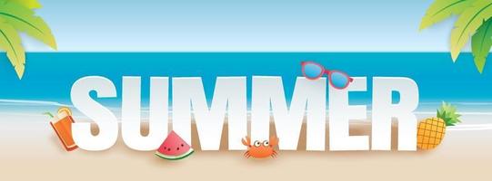 Summer party invitation banner with decoration origami vector