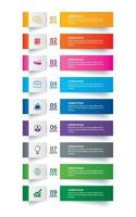 Infographics tab paper index with 9 data template set vector