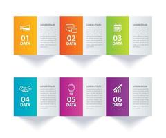 Infographics paper index with 6 data template set vector