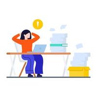 Work Stress and Overtime Work Concept vector