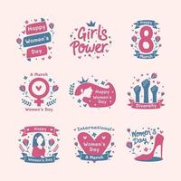 paquete de pegatinas del día de la mujer feliz vector