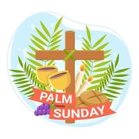 Palm Sunday with Cross Design vector