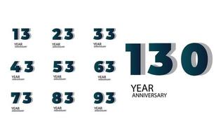 Year Anniversary Vector Template Design Illustration Blue Elegant White Background