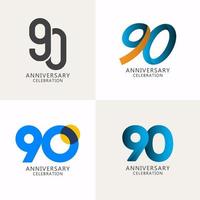 Ilustración de diseño de plantilla de vector de logotipo de compilación de celebración de aniversario de 90 años