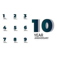 Set Year Anniversary Vector Template Design Illustration Blue Elegant White Background