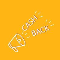 cash back icon, return money, cash back rebate, thin line web symbol on yellow background - editable stroke vector illustration