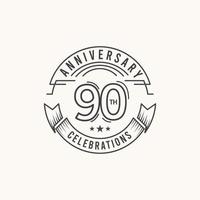 Ilustración de diseño de plantilla de vector de logotipo de celebración de aniversario de 90 años
