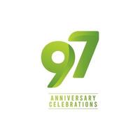 Ilustración de diseño de plantilla de vector de número de celebración de aniversario de 97 años