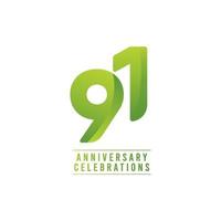 91 Years Anniversary Celebration Number Vector Template Design Illustration