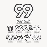 Ilustración de diseño de plantilla de vector de número de celebración de aniversario de 99 años
