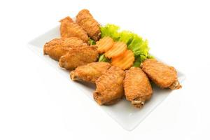 Fried chicken wings on a white plate photo