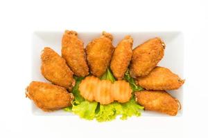 Fried chicken wings on a white plate photo