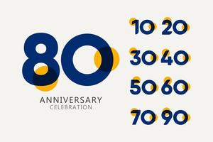 80 Years Anniversary Celebration set Logo Vector Template Design Illustration