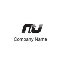 NU logotype with colorful circle, with striped composition letter, sets of business card for company identity, creative industry, web. - Vector