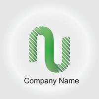 Letter NU logotype with colorful circle, with striped composition letter, sets of business card for company identity, creative industry, web. - Vector