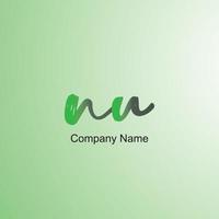 NU logotype with colorful circle, with striped composition letter, sets of business card for company identity, creative industry, web. - Vector