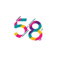 Ilustración de diseño de plantilla de vector de celebración de aniversario de 58 años
