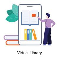 Virtual Library App Concept vector