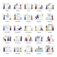 Teamwork and Office Activities Concept Set vector