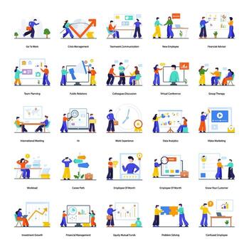 conjunto de conceptos de trabajo en equipo y creación de equipos vector