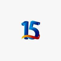 15 Years Anniversary Celebration Number Blue Vector Template Design Illustration