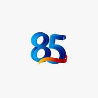 85 Years Anniversary Celebration Number Blue Vector Template Design Illustration