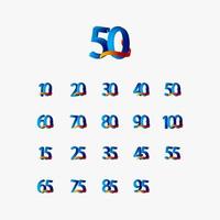 Ilustración de diseño de plantilla de vector azul número de celebración de aniversario de 50 años