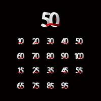 50 años de celebración de aniversario número ilustración de diseño de plantilla de vector blanco y negro