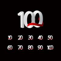 100 Years Anniversary Celebration Number Black and White Vector Template Design Illustration