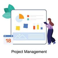 gestión de proyectos por parte de una empleada conept vector