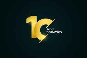 Ilustración de diseño de plantilla de vector de logotipo de oro de celebración de aniversario de 10 años