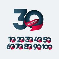 30 Years Anniversary Celebration Ribbon Gradient Vector Template Design Illustration