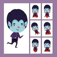 little boy in a vampire costume set vector