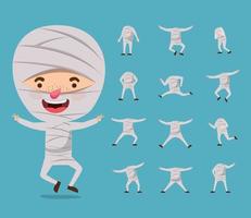 cute little boy in a mummy costume set vector