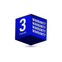 3 Years Warranty 3 D Box Vector Label Logo Template Design Illustration