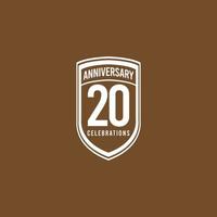 Ilustración de diseño de plantilla de vector clásico retro de celebración de aniversario de 20 años