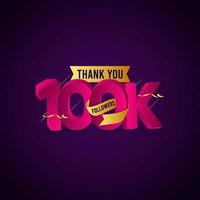 Thank You 100 K Followers Vector Template Design Illustration