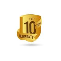 10 Years Warranty 3 D Vector Label Logo Template Design Illustration