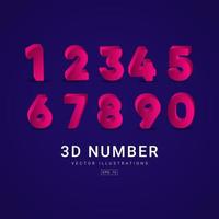 3 D Number Label Vector Template Design Illustration