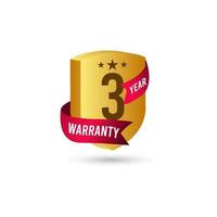 3 Years Warranty 3 D Vector Label Logo Template Design Illustration