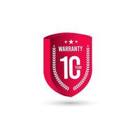 10 Years Warranty 3 D Vector Label Logo Template Design Illustration