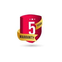 5 Years Warranty 3 D Vector Label Logo Template Design Illustration