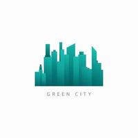 Ilustración de logotipo de diseño de plantilla de vector de edificio de ciudad verde