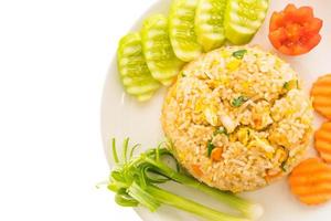 Fried rice with crab meat on white plate photo