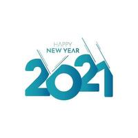 Feliz año nuevo 2021 número de papel etiqueta etiqueta vector plantilla diseño ilustración