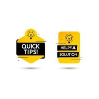 Quick Tips, Help Full Solution Text Label Vector Template Design Illustration