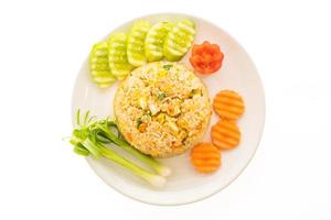 Fried rice with crab meat on white plate photo