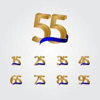 55 Years Anniversary Celebration Number Gold Vector Template Design Illustration